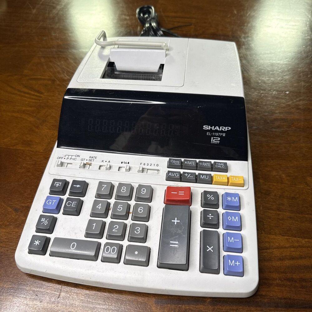Sharp EL-1197PIII Desktop Printing Calculator 12 Digit Display Heavy Duty Commer